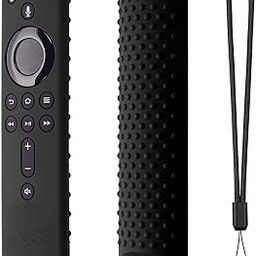 Silicone Remote Cover Compatible with Fire TV Stick 4K All Alexa Voice Remote Protective Case with Lanyard (C-Black) [Remote NOT Included]-picture-0