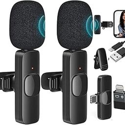 Dual Mic Wireless for YouTube Recording Video, Collar Bluetooth Mic for Vlogging & Mobiles Lavalier Noise Cancellation, Voice Recording Type C, K9 Under 1000 Cheapest-0