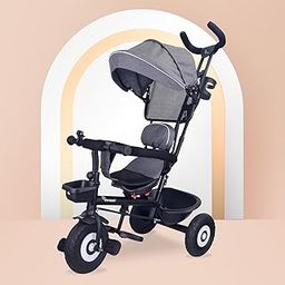 R for Rabbit Tiny Toes T40 Plus Tricycles for Kids with Premium Rubber Wheels, 360° Rotatable Seat, Storage Basket & Canopy | Baby Trike Cycle for 1.5 to 5 Years, Upto 25 Kg Boy & Girl (Grey Black)-32
