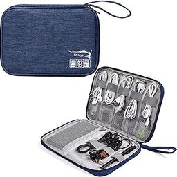 Styleys Electronics Organizer Bag Waterproof Carrying Pouch Travel Universal Cable Organizer Electronics Storage Bag Accessories Cases for Cord, Charger, Earphone, USB, SD Card (Navy Blue - S11089)-image-74
