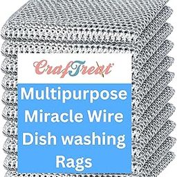 CrafTreat Non Scratch Wire Dishwashing Rag - Double Layer 10 Pcs, Reusable Multipurpose Wire Dishcloth for Wet & Dry Cleaning, Ideal for Kitchen, Sinks, Pots & Pans-image-26