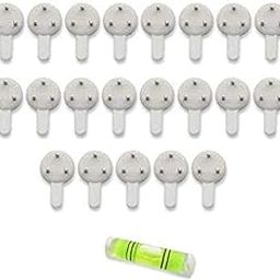 Art Street Hard Plastic 3-Pin Seamless Nail with 2 Spirit Leveler for Photo Frame Wall Picture Frame Hooks Hangers - Set of 25 (White)-0