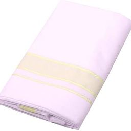 100% cotton Smart Line White Single Dhoti Wide Kara Men's temple wear dhoti Yellow colour wide border-25