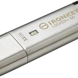 Kingston Ironkey Locker+ 50 32GB Encrypted USB Flash Drive | USB 3.2 Gen 1 | XTS-AES Protection | Multi-Password Security Options | Automatic Cloud Backup | Metal Casing | IKLP50/32GB-22