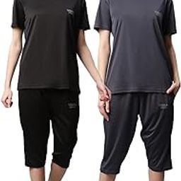 VIMAL JONNEY Women Regular Fit Tracksuit Co-ord Set Multicolored Small Pack of 2-DRYFIT_T_D13_BLK_GRY_004-S-picture-10