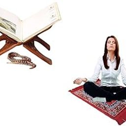 ANI DIVINE Combo of 1 Asan with Holy Book Stand Rehal for Pooja Reading, Geeta, Bible, Quran Books (Brown 12 inch)-image-10