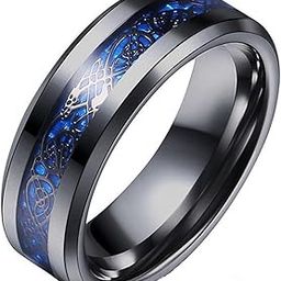 Intelligent Smart Body Temperature Monitor Stainless Steel Ring for Girl and Boy Stainless Steel Titanium Plated Ring (Black Blue, 18)-image-28