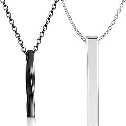 Bar Silver Pendent And Twisted Bar Black Pendent Black Men's Fashion Jewellery Combo Pack 2 Stainless Steel Stylish Locket Pendants Necklace Chain For Boys Men Women Girls-15