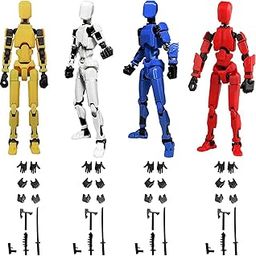 4 Pcs Action Figure, Dummy 13 Action Figure Toys, Polyarticular Movable Titan 13 Action Figure Action, High Degree&Freedom Multi Articular Stick Titan, 3D Printed Toys for Desktop Decor&Game Lovers-image-11