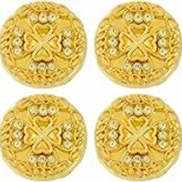 Ani Accessories Rhinestone Diamond Metal Shank Button Round Heart Accessory for Coat Bandhgalas Indo-Western Sherwani DIY (Pack of 8 Pcs Big, Golden Round Heart)-image-12