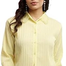 Self Design Spread Collar Casual Shirt for Women | Regular Fit | Western | Long Sleeves | Cotton Blend | Ideal for Outings, Vacation-image-40