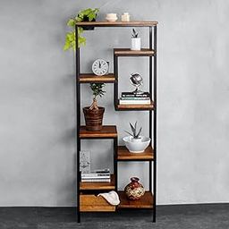 Wellgoodhouse Heavy Metal Solid Wood 1-Shelf Modern Teak Finish Living Room Bookshelf-image-10