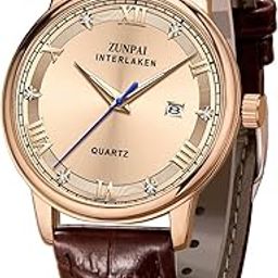 ZUNPAI Men's Quartz Watch, 43mm Large Face, Leather Strap, Waterproof with Date Display, Luminous Analog Calendar-image-86