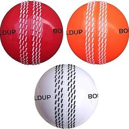 BOLDUP Synthetic 110 Grams Practice Balls, Set of 3, Red Orange White, Rubber Construction Indoor & Outdoor Street & Beach Cricket (Pack of 3 Multicolour Rubber Ball)-image-18