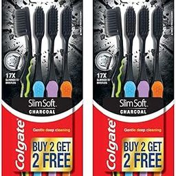 Colgate SlimSoft Charcoal Soft Black Bristles Toothbrush, 8 Pcs (Buy4 Get 4), Soft Bristles for Gentle Deep Cleaning-7