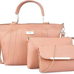 Embroidered PU Leather Handbag Latest Handbags for Women/Girls Stylish Ladies Purse Pack of 3 (Large Capacity)-image-58