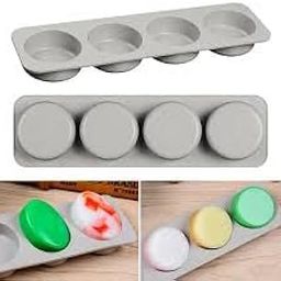 MoldBerry Silicone Soap Mold | 4 Cavity Round Soap Mould | Circular Soap Form Tray | Circular Soap Making Mold | Non-Stick Soap Mould for Homemade Soap, Bath Bomb, Bath Bars (Multicolor – PK1)-picture-3
