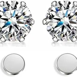 via mazzini Platinum Plated No-Piercing Required 'Magneto Attracta' Bold 10mm Clip-On Magnetic Stud Earrings For Men And Women (ER2845) 1 Pair-picture-38