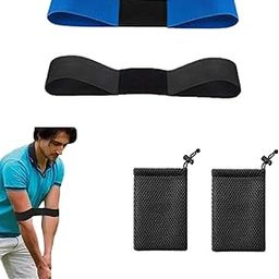 4PCS Golf Swing Training Aid, Swing Arm Band Training Aid with Storage Bags, Golf Swing Correcting Arm Band for Practice Range and Home Use Blue and Black Set-image-31