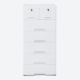The Tickle Toe Plastic Chest of 7 Drawers for Kids | Multipurpose Organizer & Kids Wardrobe with 2 Locks | Glossy Dresser for Clothes & Toys | 51Lx33Wx121H cm | White-picture-17