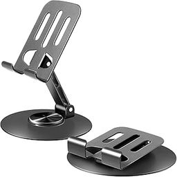 AMBLIC New 360° Rotation Metal Mobile Stand for Desk, Foldable Height and Angle Adjustable Cell Phone Stand for Table & Desktop, Office Compatible with All Smartphones & Tablets 4-10''-11