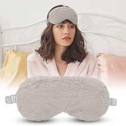 Jenna™ 100% Natural Silk and Fur Reversible Sleep Mask Cover for Insomnia, Puffy Eyes and Dark Circles (Grey)-22