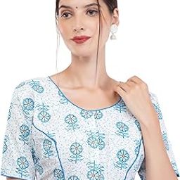 Women's Kalamkari Printed Pure Cotton Readymade Saree Blouse-picture-49