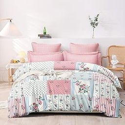 MORADO Single Bed Glace Cotton Checkered Quilt Cover/Duvet Cover/Rajai Cover/Blanket Cover for Winter with Zipper Closer (60x90 Inches, Pink) (Multicolour)-23