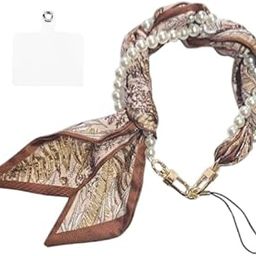 MOCA Womens Girls Chic Pearl Scarf Hand Strap for Mobile, Wristlet Lanyard Charms for Phone, Purse, Bag Handle Wrap, Stylish Hanging Keychian for Women’s Bag Phone Charm Accessory-21