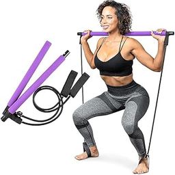 RINSHIK Pilates Bar Kit with Resistance Bands, Pilates Bar Stackable Bands Workout Equipment for Legs, Hip, Waist and Arm.-17