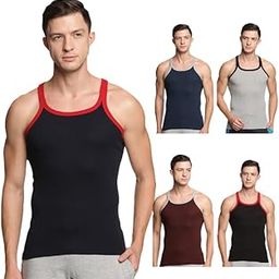 Men's Super Combed Cotton Gym Vest with Sports Style (Pack of 5) (Color May Vary)-54