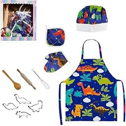 Supvox® 22Pcs Dinosaur Patterns Chef Costume Set Kids Apron for Girls Toddler Birthday Xmas Gifts-26