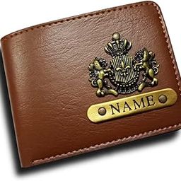 Tan Brown Men's Wallet 2 Faux Leather Personalized/Customized Wallet-picture-6