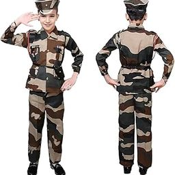 YUPPIN Army soldier BSF costume for kids for fancy dress competitions school role play miliatry dress-image-6