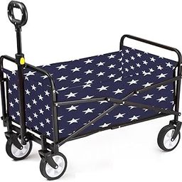 Collapsible Wagon Seamless Stars Adjustable Portable Utility Folding Cart with Wheels Outdoor Garden Shopping Camping Heavy Duty Grocery Wagon-image-55