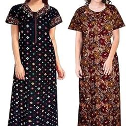 Stylish Cotton Nighty for Women Sleepwear Free Size Upto XXL Combo of 2 Nighty for Women Nighty Gown (ComboNT2026$P)-image-32