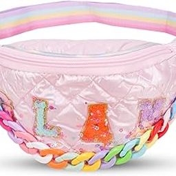 Holographic Waist Bag Pouch Crossbody Bag Glitter Fluffy Glam Purse Cute Shoulder Bag Coin Purse Cute Girl Messenger Girl Child Tote Wallet Flash Kids Crossbody Bag (Rose Pink)-image-46