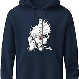 Hoodie for Mens | Cotton Solid Sweatshirt with Hood | Jujutsu Gojo Satoru Hoodies for Men | Anime Hoodies for Men | Black Navy Blue and Maroon Grey Colour-6