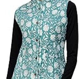 Women's Floral Printed Reversible Quilted Jacket Coat Blazer Jacket Sleeve Less Waistcoat-image-18