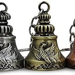 Combo of 3 Phoenix Guardian Bell Keychains | Protective Lucky Charms in Silver, Gold & Bronze | Zinc Alloy Bells for Motorcyclists, Travel & Everyday Carry | Set of 3 Phoenix Guardian Bell-13