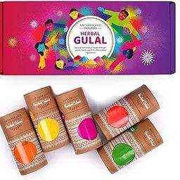Sacred Life Natural Holi Gulal Colour - Orange | Yellow | Red | Green and Blue Tesu Flower | Rose Petals | Marigold | Sandalwood | Maize Starch | Food Colour - Pack of 5 100gm x 5-23