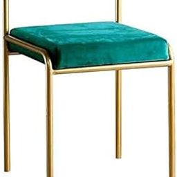 INDIAN DECOR 46662 Chair Makeup Chair Chic Metal Square Low Backrest Dressing Table Stool Comfortable Vanity Stool Dining Chair,Dark - Green Cushion-picture-30