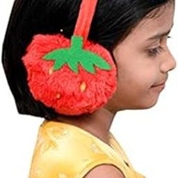 ™ - Strawberry Style Red Color Winter Fur Earmuffs for Girls Women Plush Faux Rabbit Fur Warm Winter Ear Muffs 1 Pcs-image-36