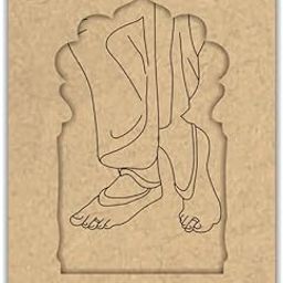 Haoser Pack of 2 Wooden Pre-Marked MDF Jharokha, Decorative Window Frame Cutouts – DIY Craft, Wall Hanging, Festival & Home Decor (12 Inch) (Charan Jharokha)-2