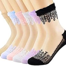 Ultra Thin Transparent Net Crystal Elastic Ankle Socks with Little Flowers Women/Girls-picture-16