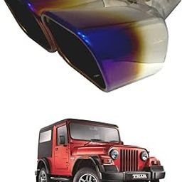 Oshotto Stainless Steel SS-017 Dual Pipe Car Exhaust Muffler Silencer Cover Compatible with Mahindra Thar (Multicolor)-20