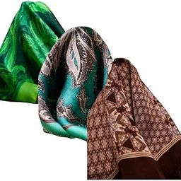 Pocket Square Gift Set Combo Emerald Bloom,Teal Bloom and Mahogany Splendor Premium Pocket Square For Men (Pack of 3)-14