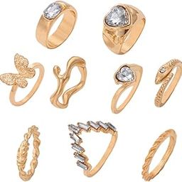 Modern Gold Plated Adjustable Finger Ring Combo for Women-image-34