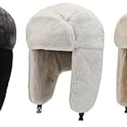 Winter Trapper Hats Bomber Hats with Earflaps Ski Caps for Biking Black-image-9