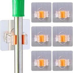 TGOPIT 6 Pieces Broom Holder - Wall-Mounted Self Adhesive Mop Holder Waterproof Rustproof Heavy Duty Broom and Mop Stick Holder for Home, Kitchen, Bathroom, Garden-image-87